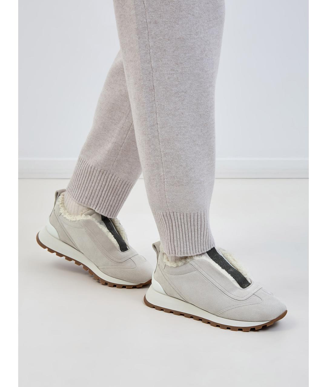 BRUNELLO CUCINELLI Белые замшевые слипоны, фото 2