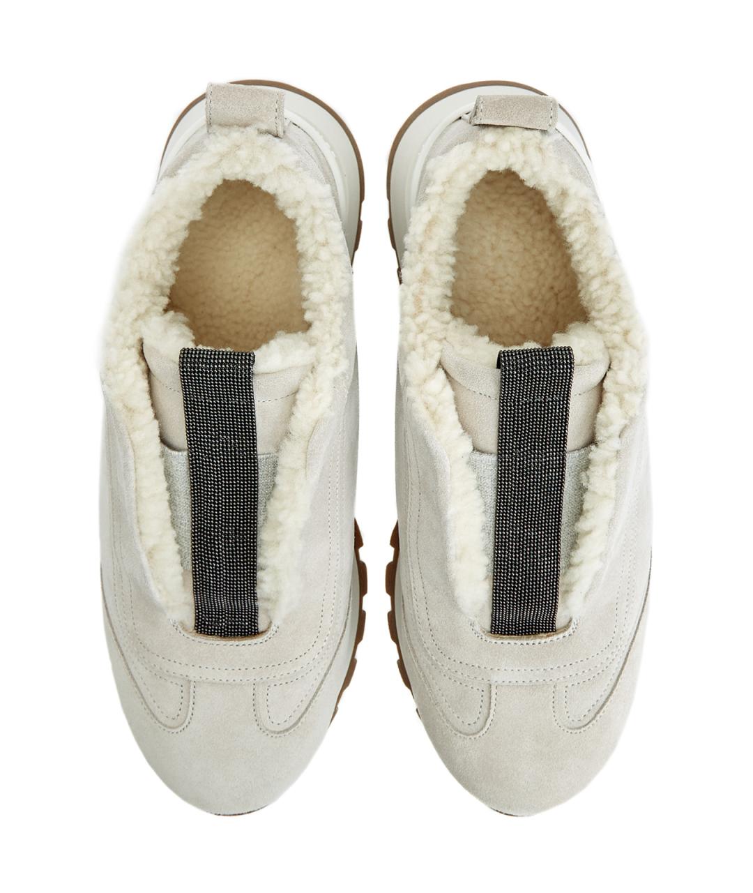 BRUNELLO CUCINELLI Белые замшевые слипоны, фото 6