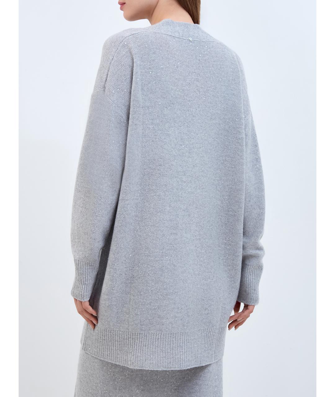 LORENA ANTONIAZZI Серый шерстяной кардиган, фото 4