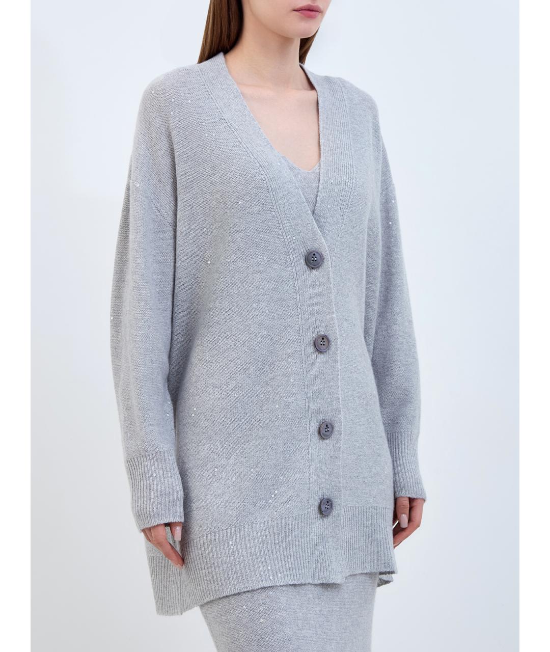 LORENA ANTONIAZZI Серый шерстяной кардиган, фото 3
