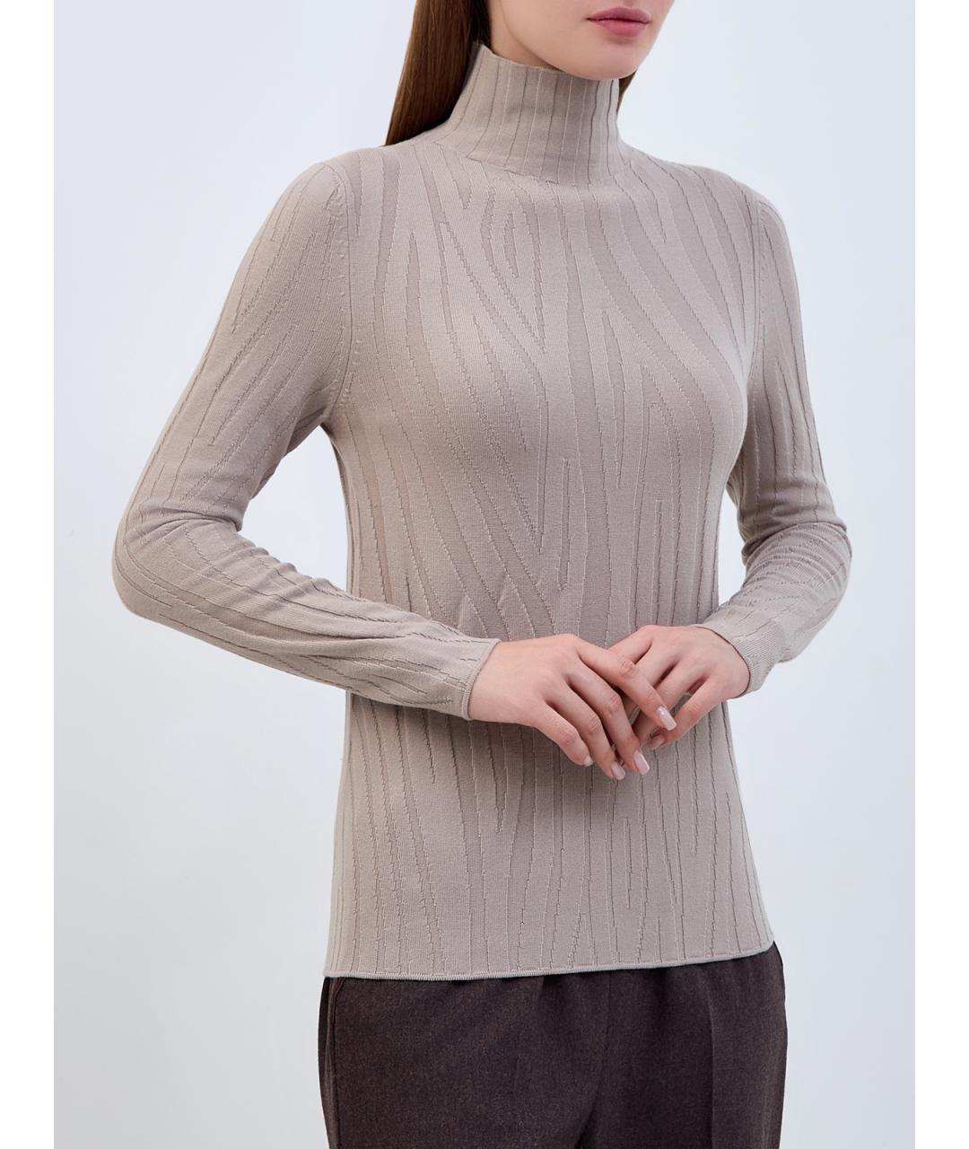 LORENA ANTONIAZZI Бежевая шерстяная водолазка, фото 3