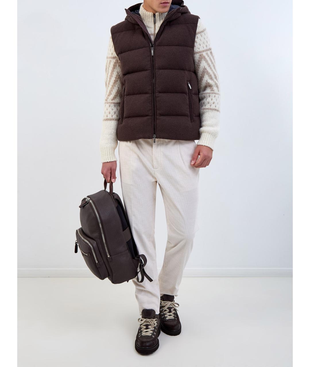 PESERICO Коричневый шерстяной жилет, фото 2