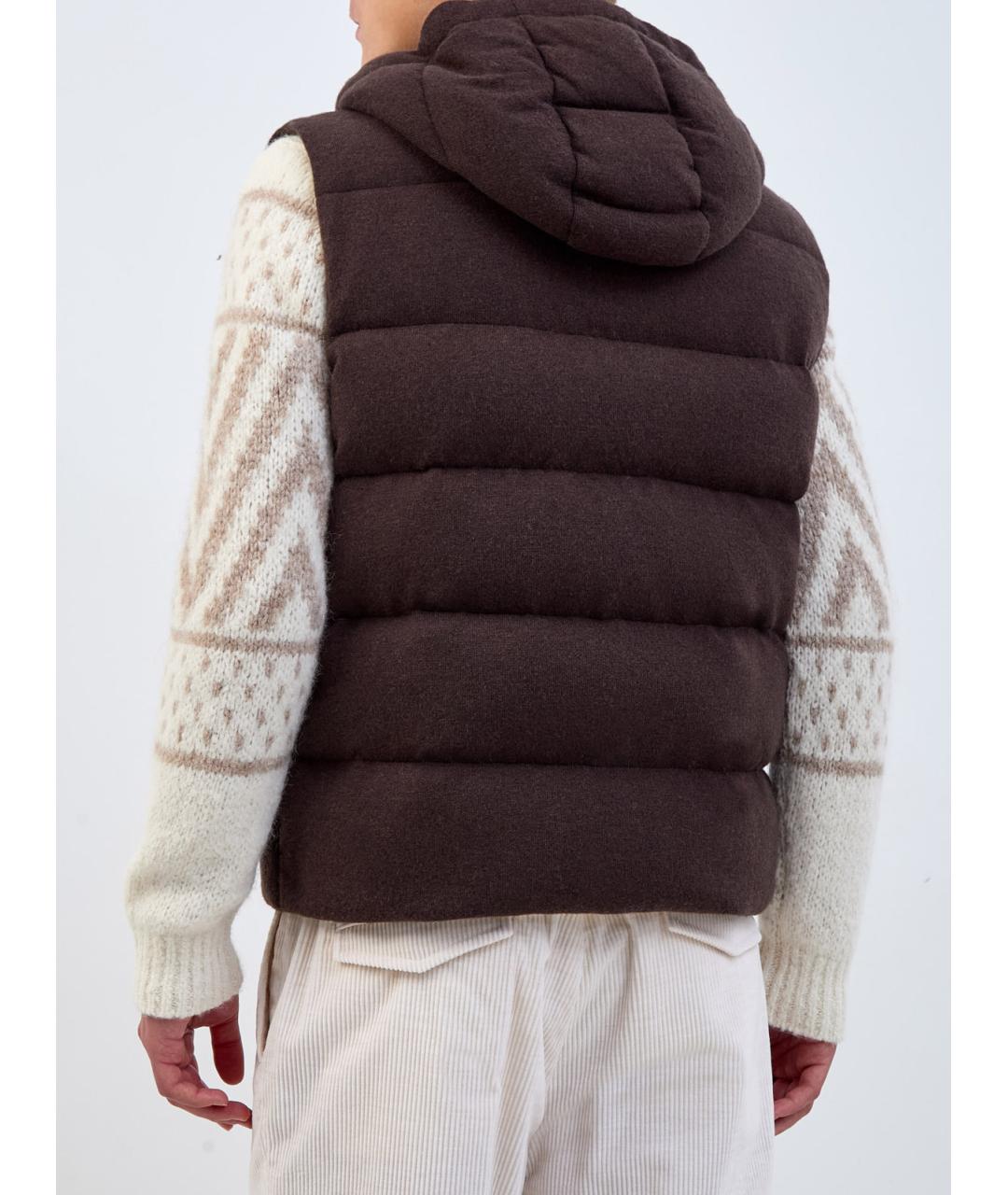 PESERICO Коричневый шерстяной жилет, фото 4
