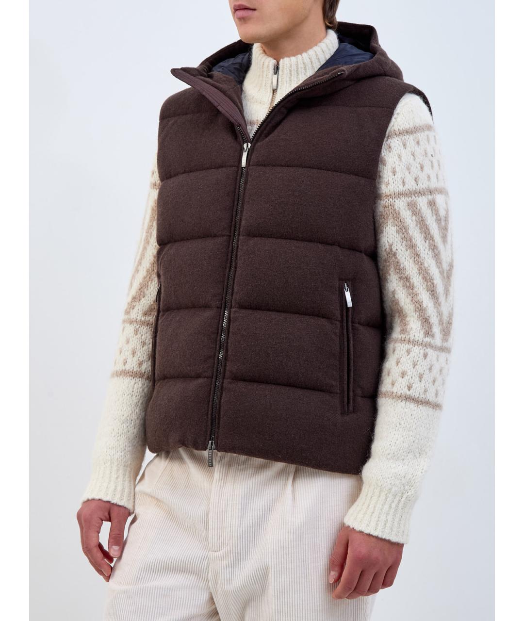 PESERICO Коричневый шерстяной жилет, фото 3