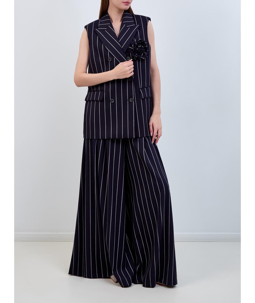 GIUSEPPE DI MORABITO Синие полиэстеровые брюки широкие, фото 2