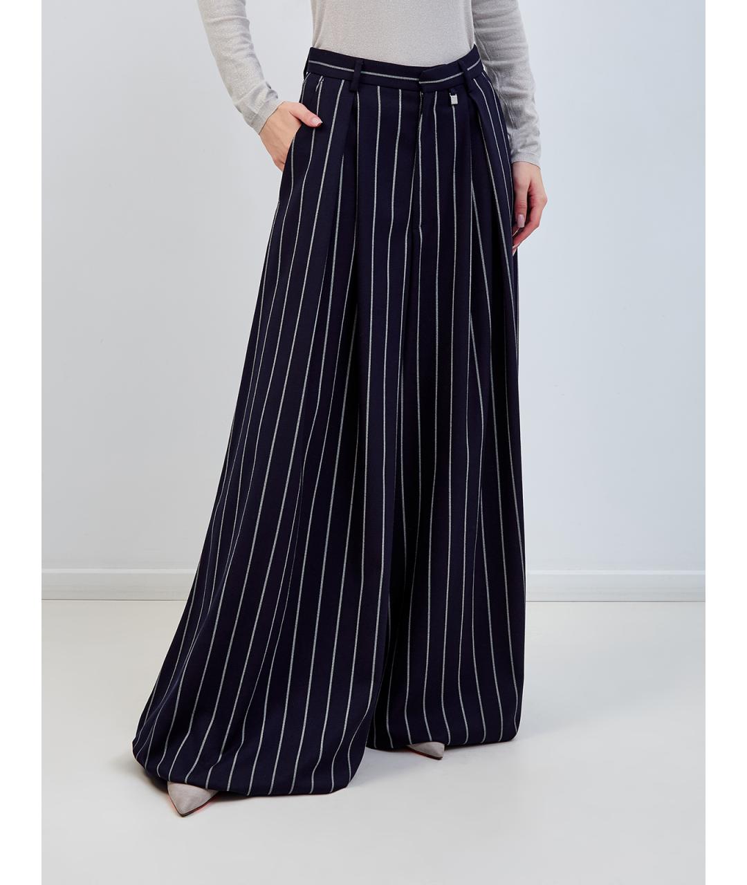 GIUSEPPE DI MORABITO Синие полиэстеровые брюки широкие, фото 3