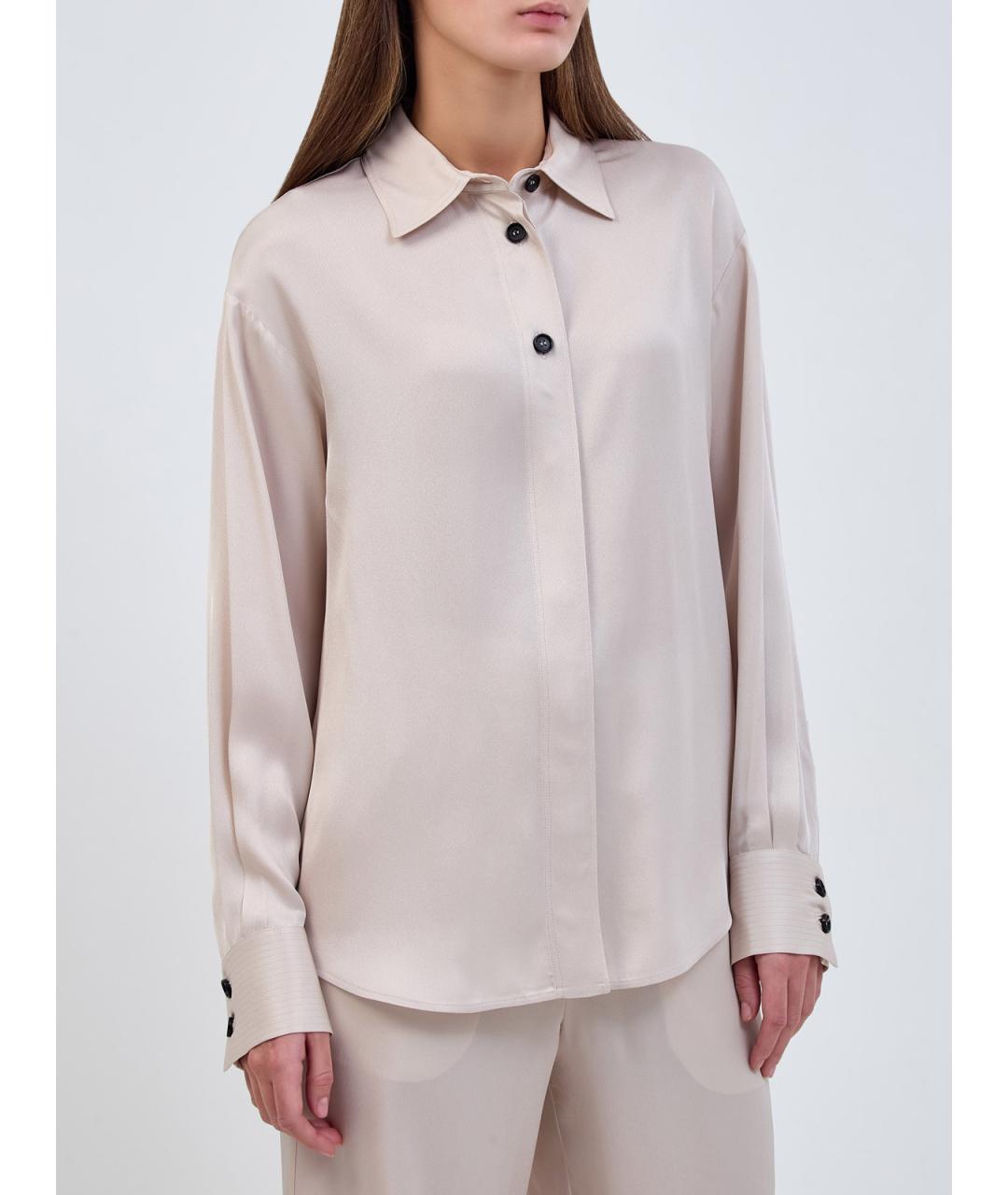 LORENA ANTONIAZZI Бежевая ацетатная блузы, фото 3