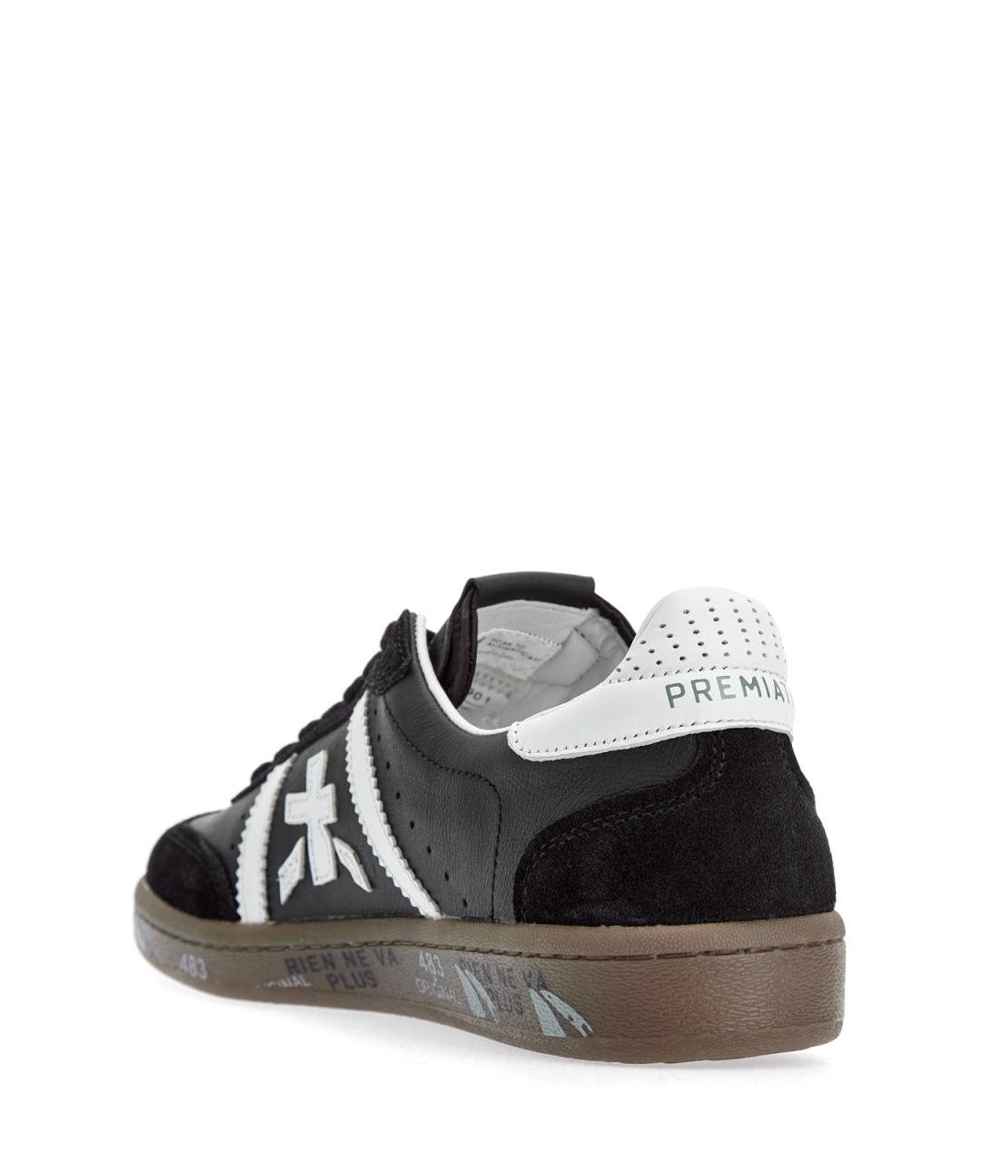 PREMIATA Черные кожаные низкие кроссовки / кеды, фото 4