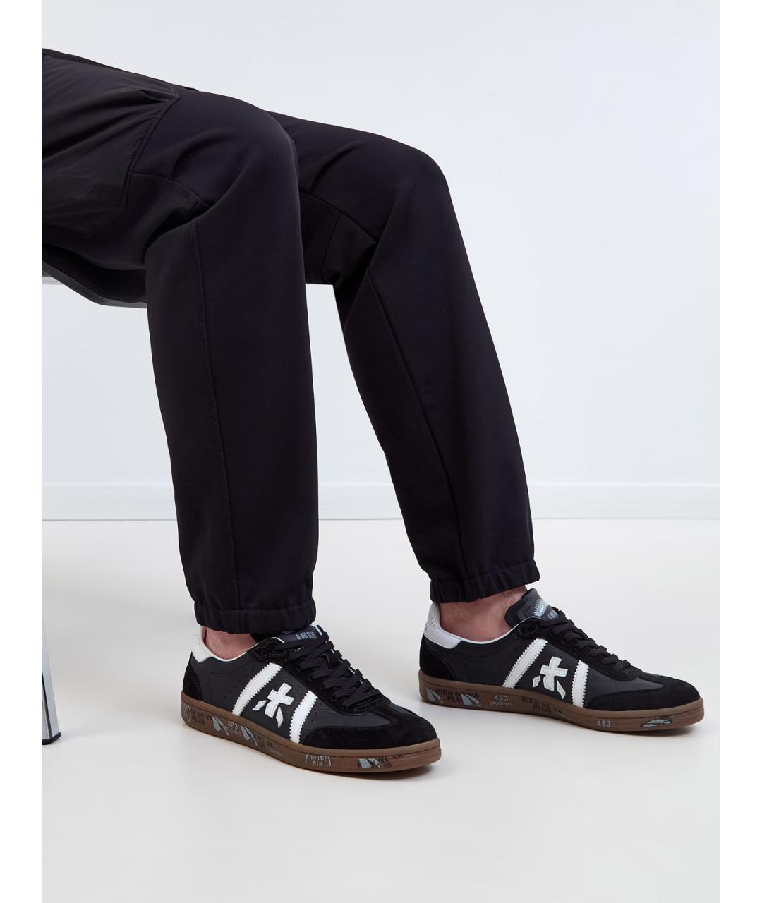 PREMIATA Черные кожаные низкие кроссовки / кеды, фото 2