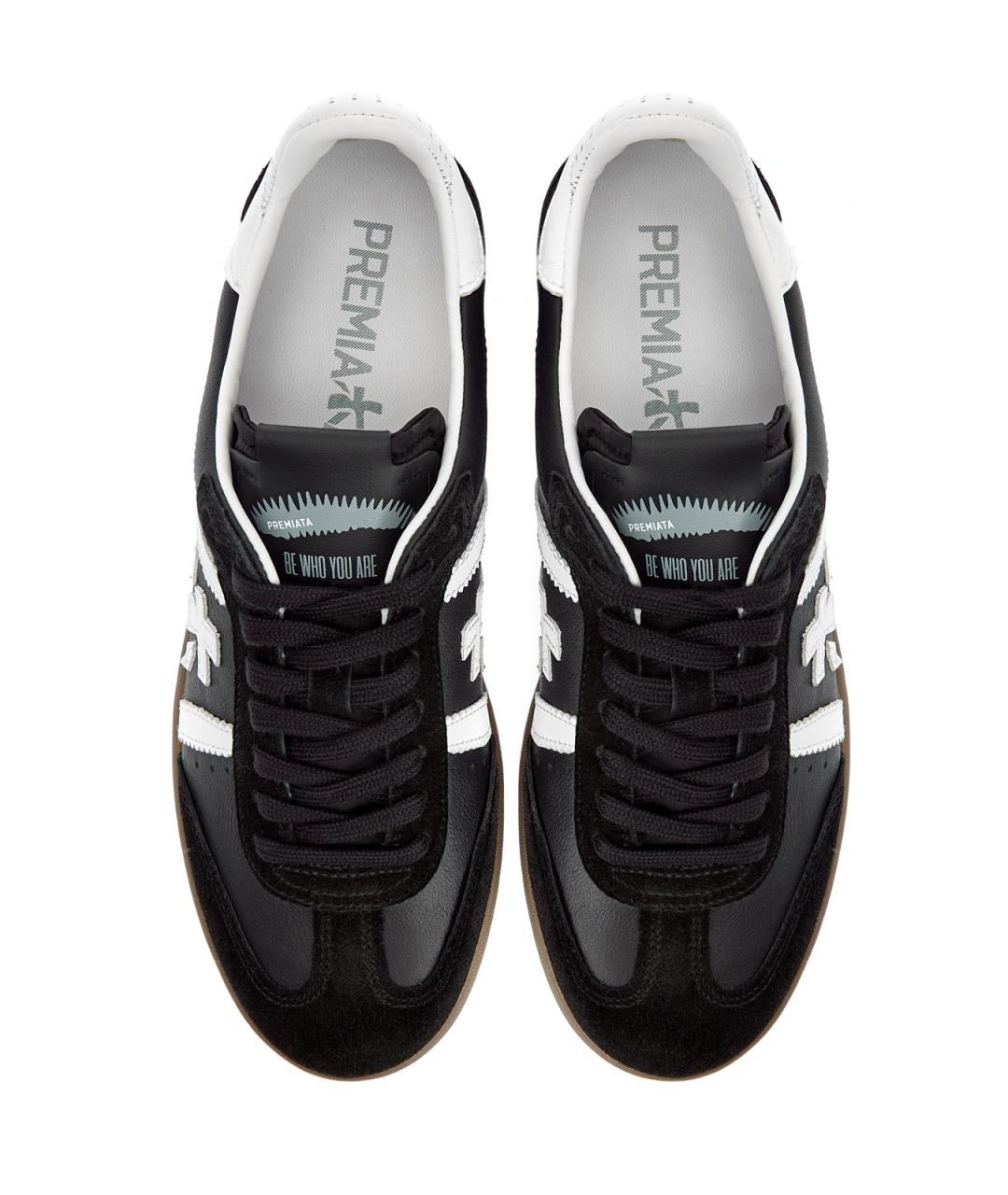 PREMIATA Черные кожаные низкие кроссовки / кеды, фото 5