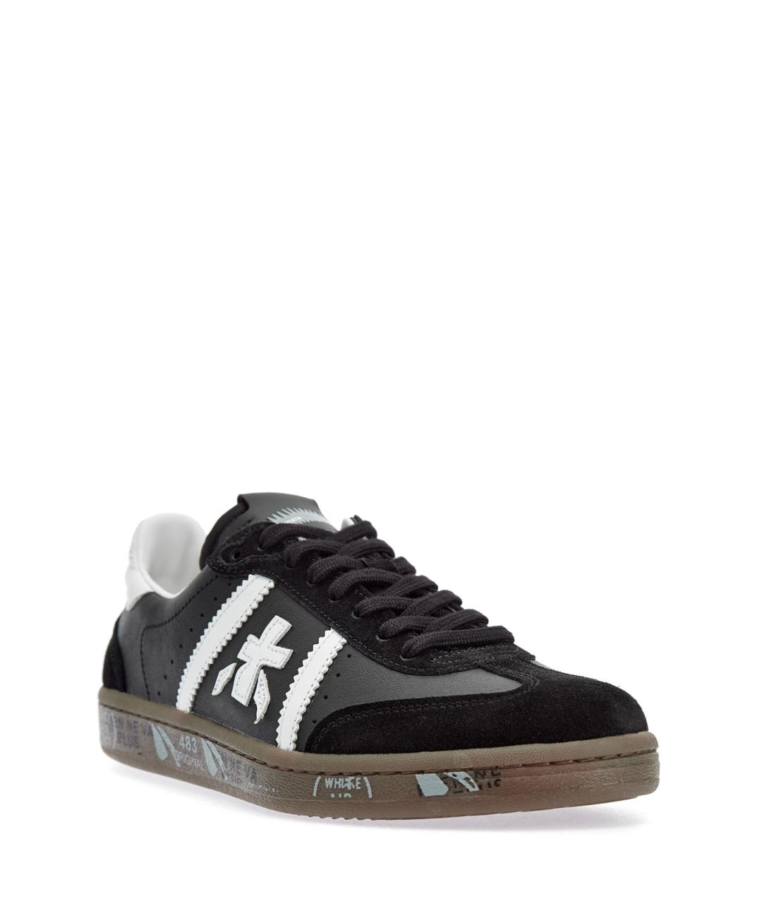 PREMIATA Черные кожаные низкие кроссовки / кеды, фото 3