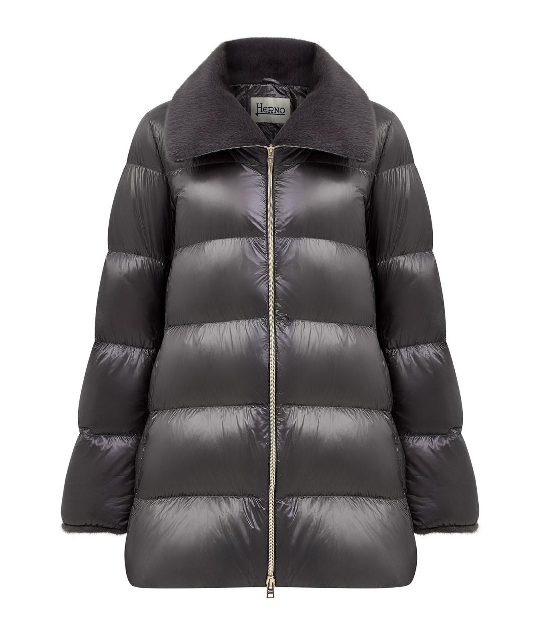 HERNO Антрацитовый полиамидовый пуховик, фото 1