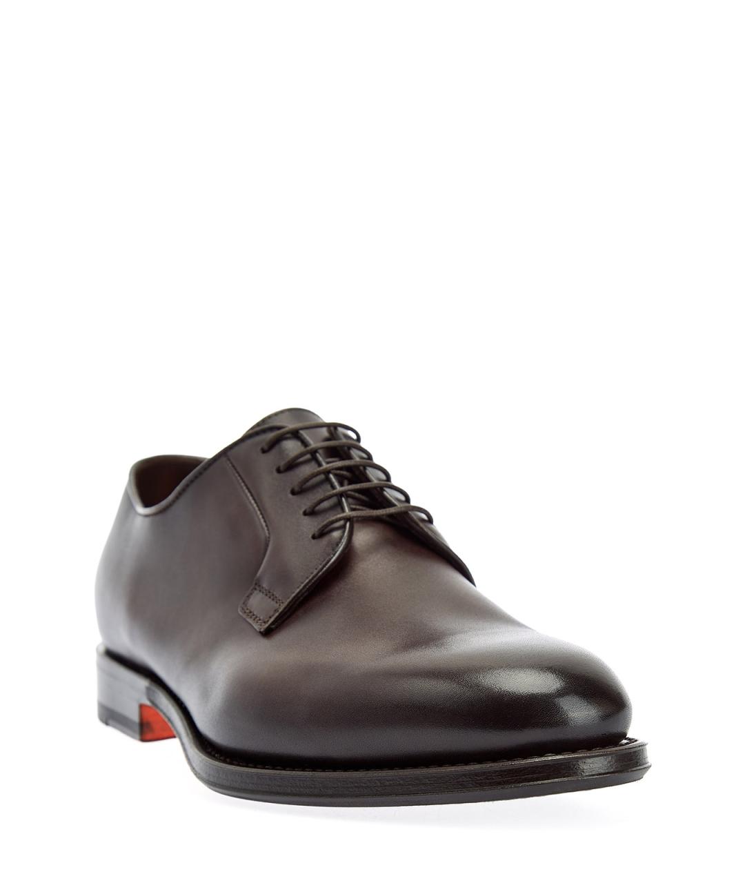 SANTONI Коричневые кожаные туфли, фото 3