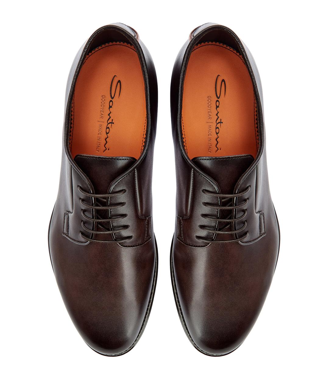 SANTONI Коричневые кожаные туфли, фото 5