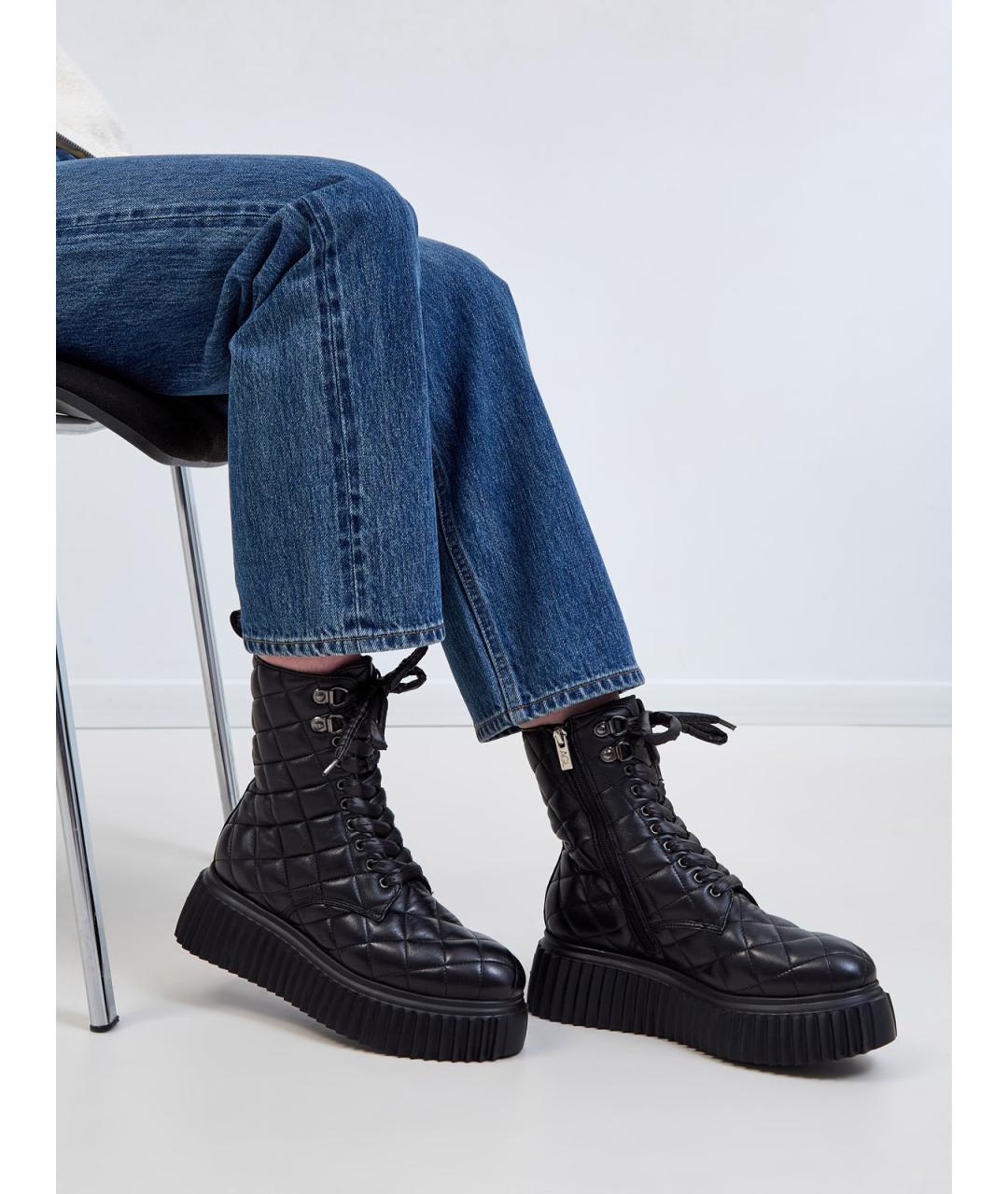 AGL Черные кожаные ботинки, фото 2