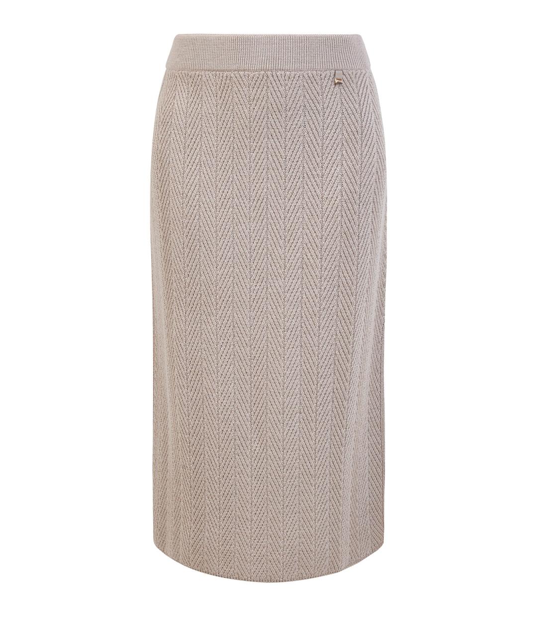 HERNO Бежевая шерстяная юбка миди, фото 1