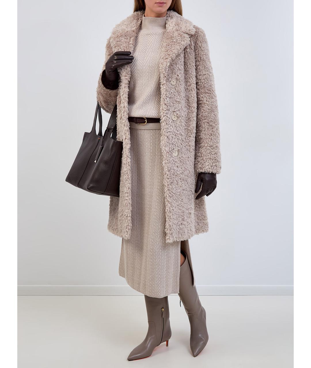 HERNO Бежевая шерстяная юбка миди, фото 2