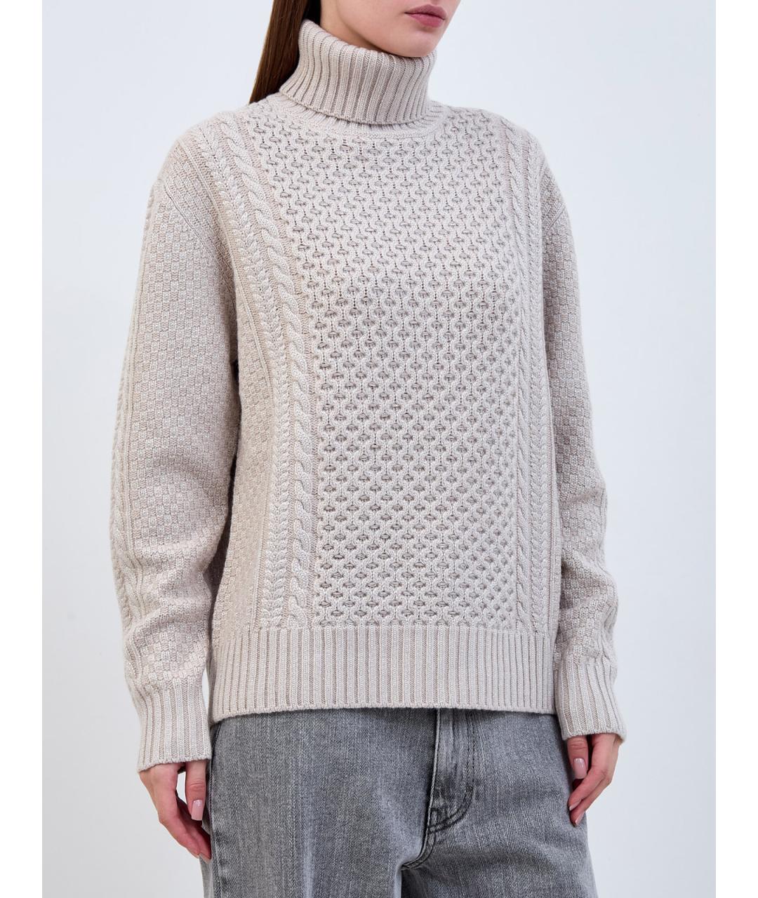 FABIANA FILIPPI Бежевый шерстяной джемпер / свитер, фото 3