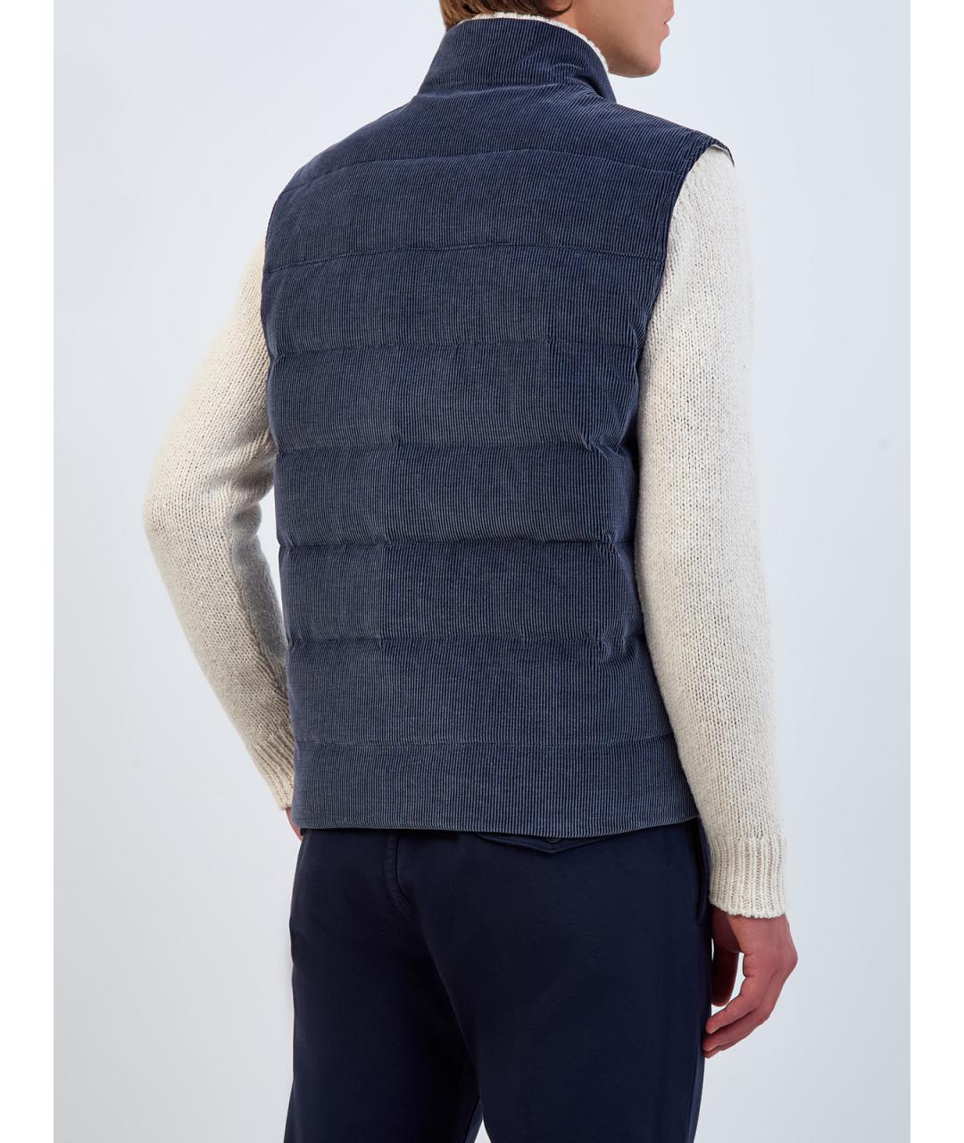 ELEVENTY Синий хлопковый жилет, фото 5