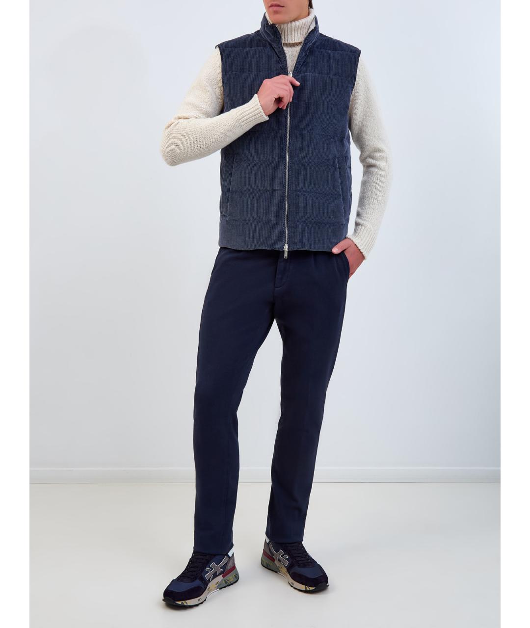 ELEVENTY Синий хлопковый жилет, фото 2