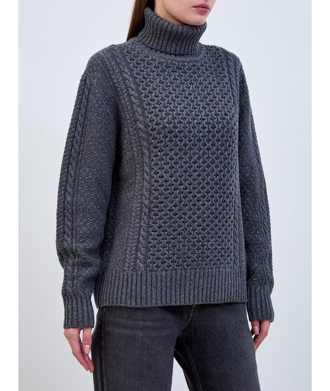 FABIANA FILIPPI Антрацитовый шерстяной джемпер / свитер, фото 3
