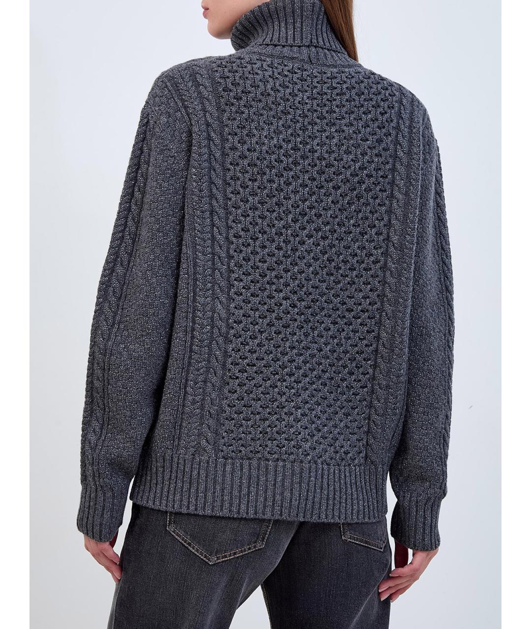 FABIANA FILIPPI Антрацитовый шерстяной джемпер / свитер, фото 4