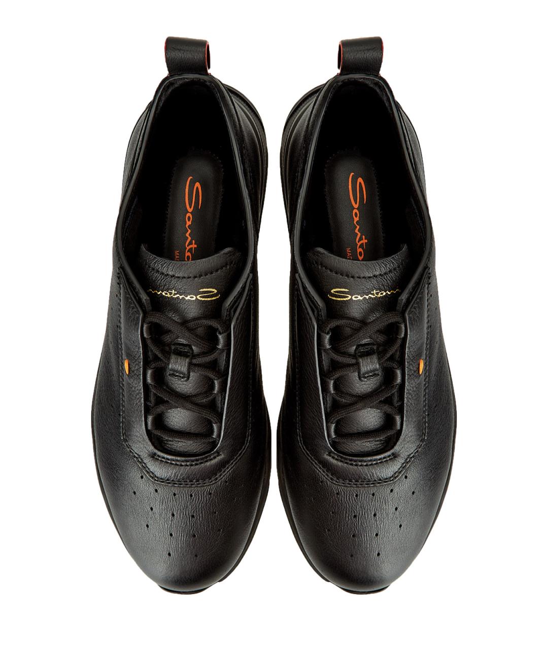 SANTONI Черные кожаные низкие кроссовки / кеды, фото 6