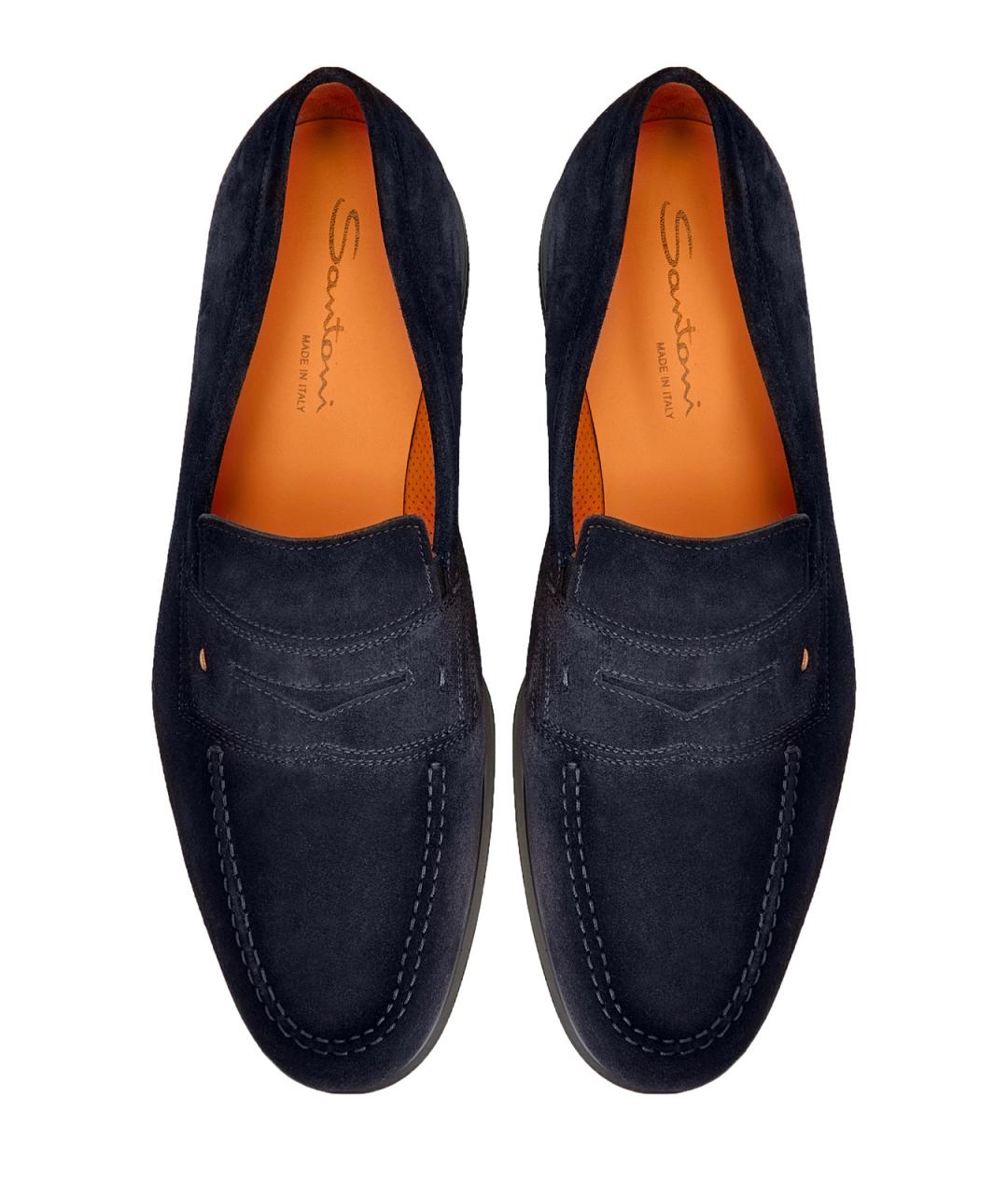 SANTONI Синие замшевые лоферы, фото 6