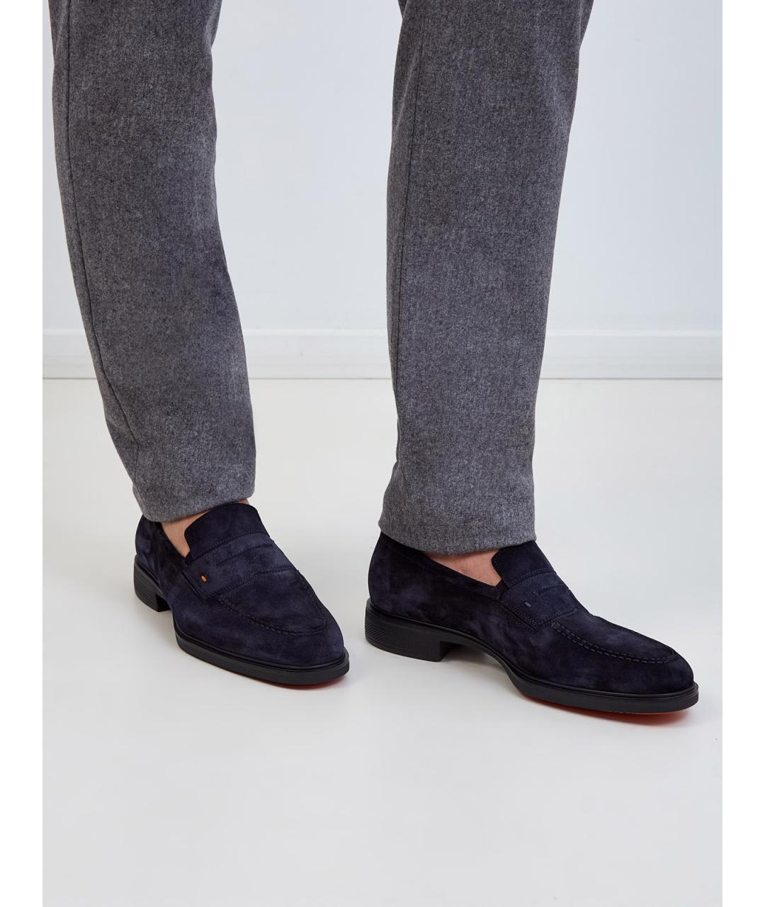 SANTONI Синие замшевые лоферы, фото 2