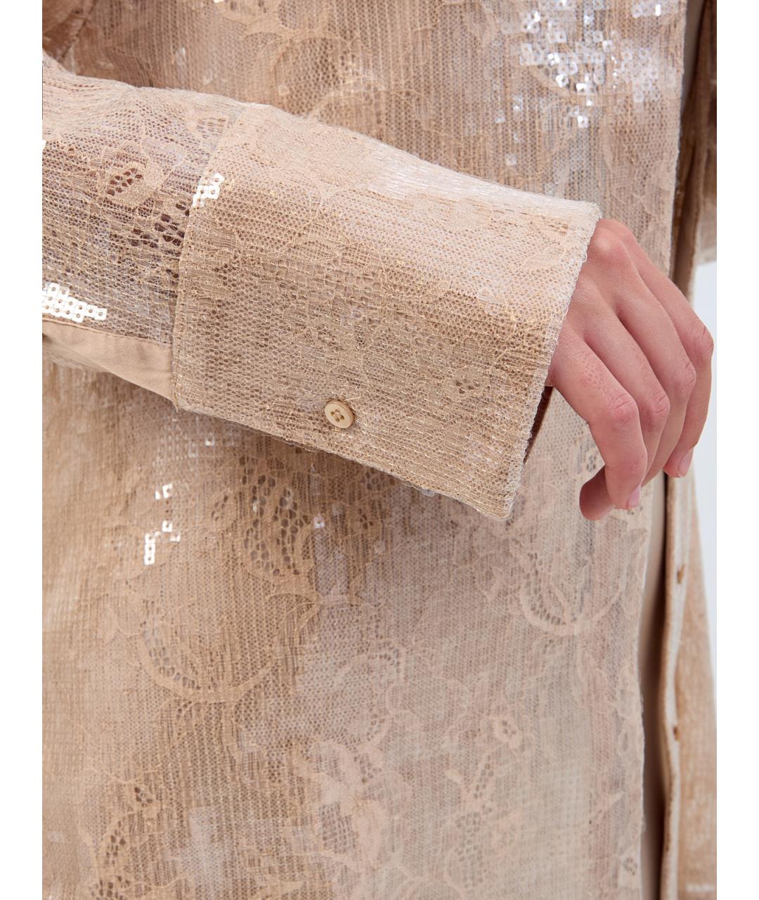 Retrofete Бежевая полиамидовая рубашка, фото 5