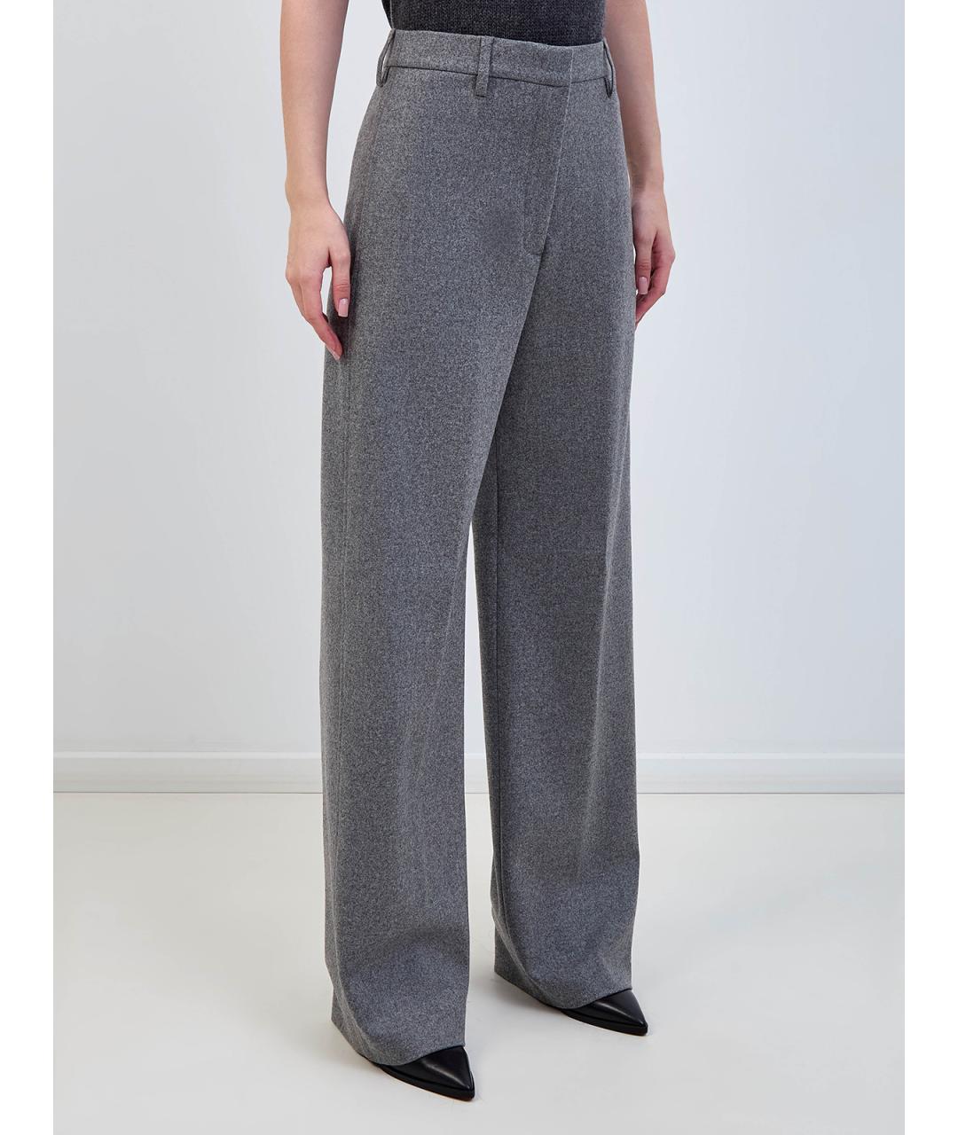 FABIANA FILIPPI Серые шерстяные прямые брюки, фото 3