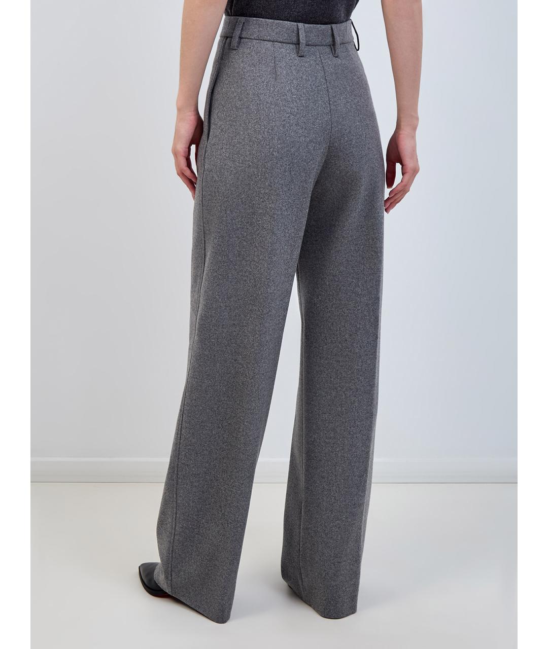 FABIANA FILIPPI Серые шерстяные прямые брюки, фото 4