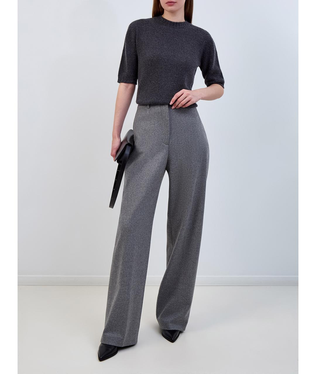 FABIANA FILIPPI Серые шерстяные прямые брюки, фото 2