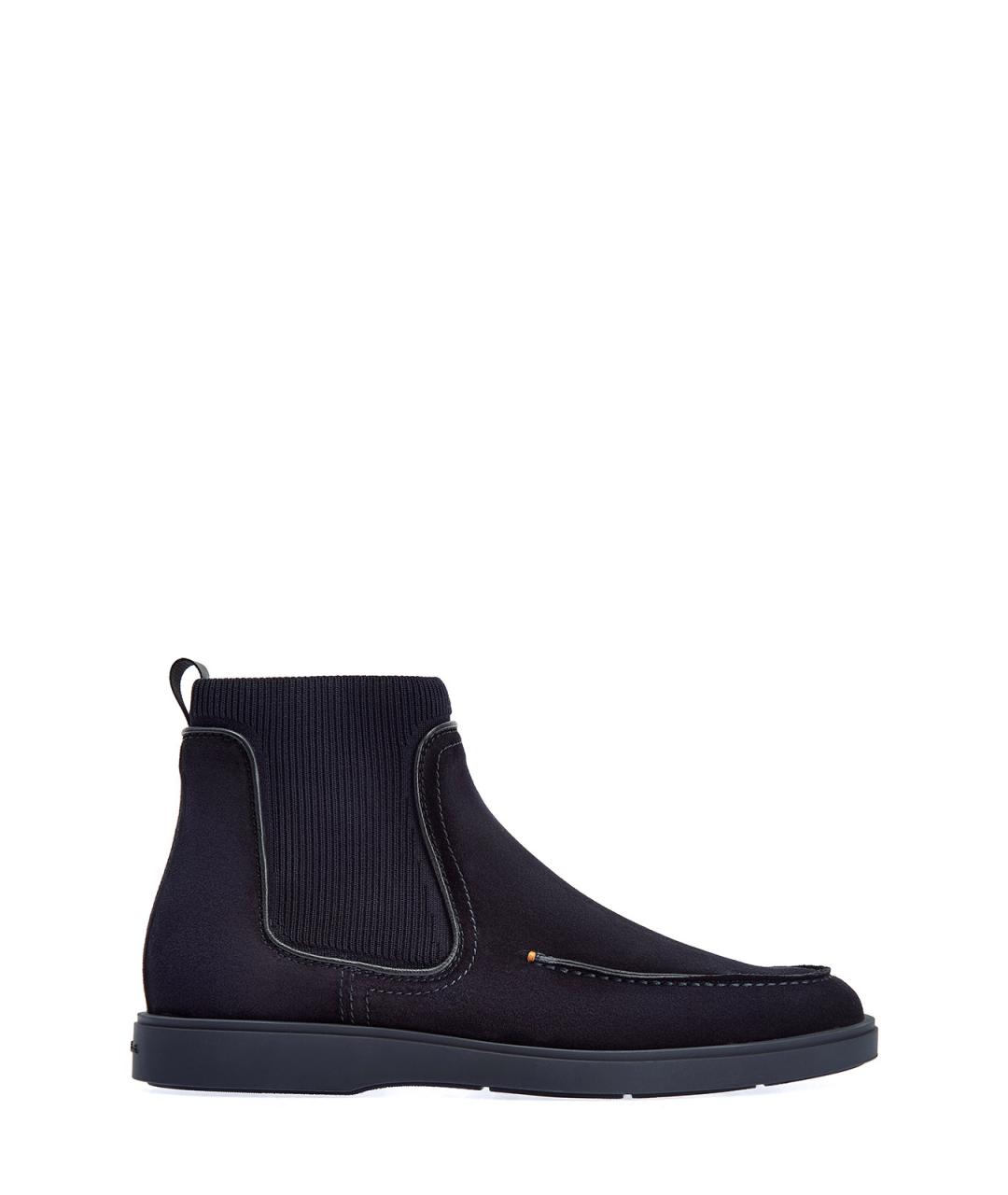 SANTONI Темно-синие замшевые высокие ботинки, фото 1