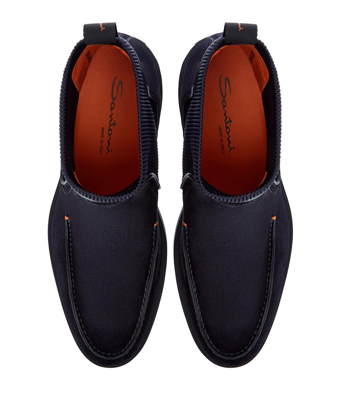 SANTONI Темно-синие замшевые высокие ботинки, фото 5