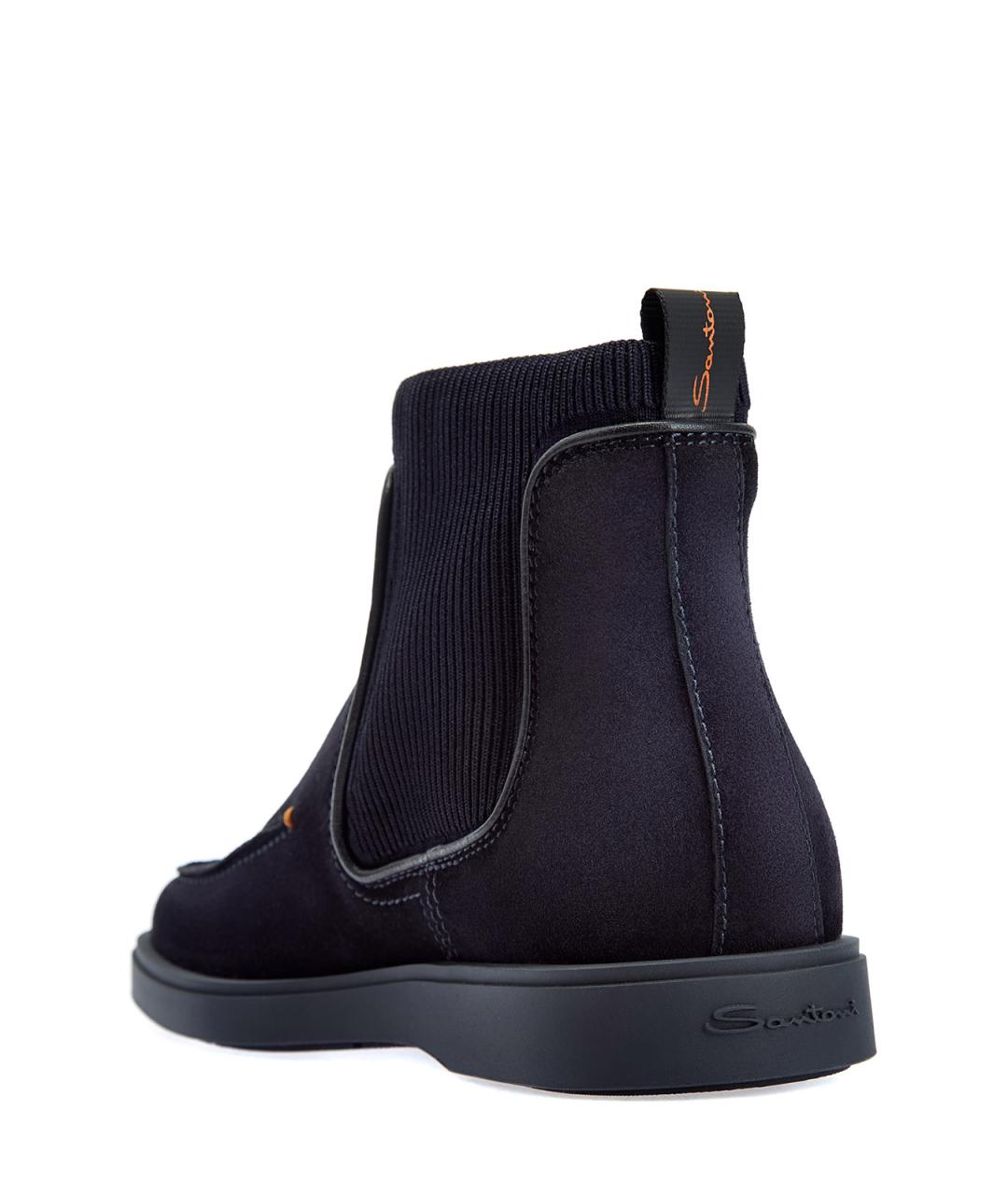 SANTONI Темно-синие замшевые высокие ботинки, фото 4