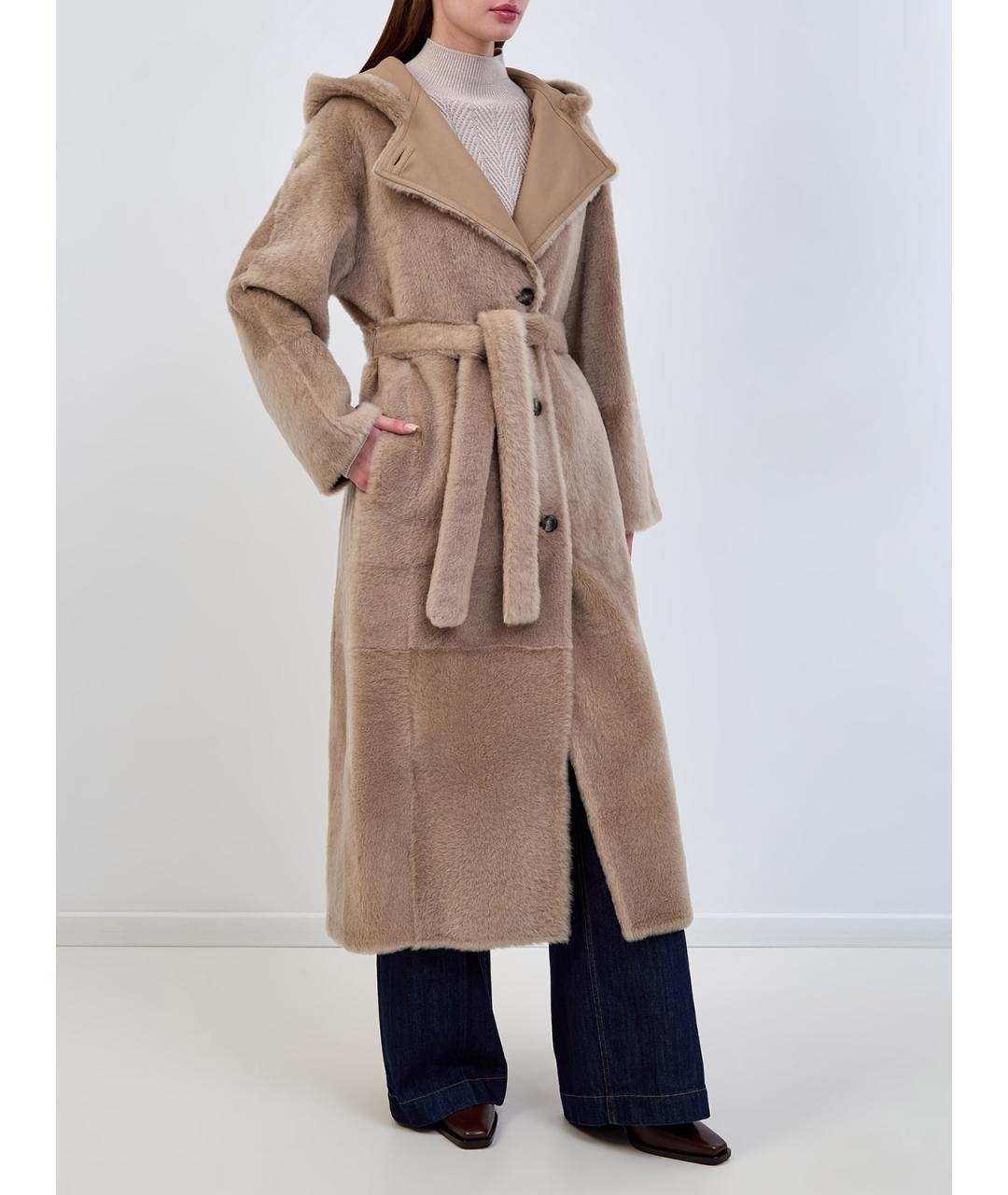 YVES SALOMON Коричневая меховая шуба, фото 3