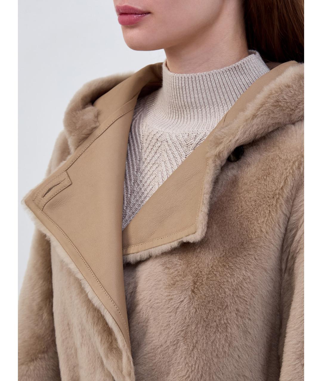 YVES SALOMON Коричневая меховая шуба, фото 5