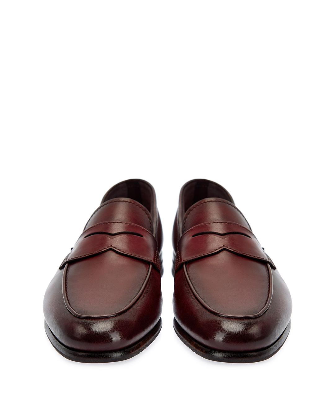 SANTONI Бордовые кожаные лоферы, фото 6