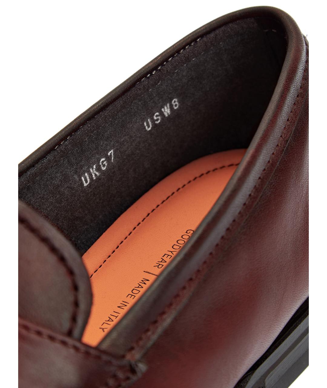 SANTONI Бордовые кожаные лоферы, фото 7