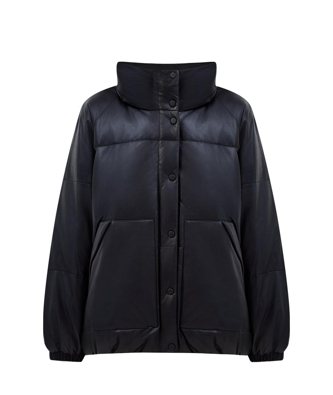 YVES SALOMON Черный кожаный пуховик, фото 1