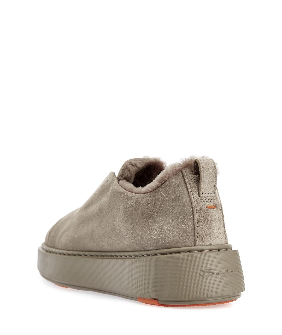 SANTONI Бежевые замшевые слипоны, фото 4