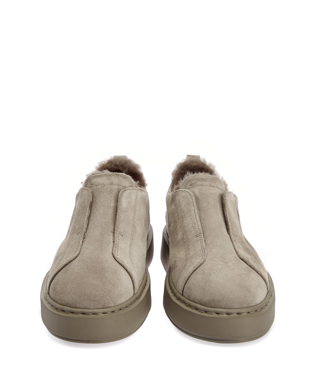 SANTONI Бежевые замшевые слипоны, фото 6