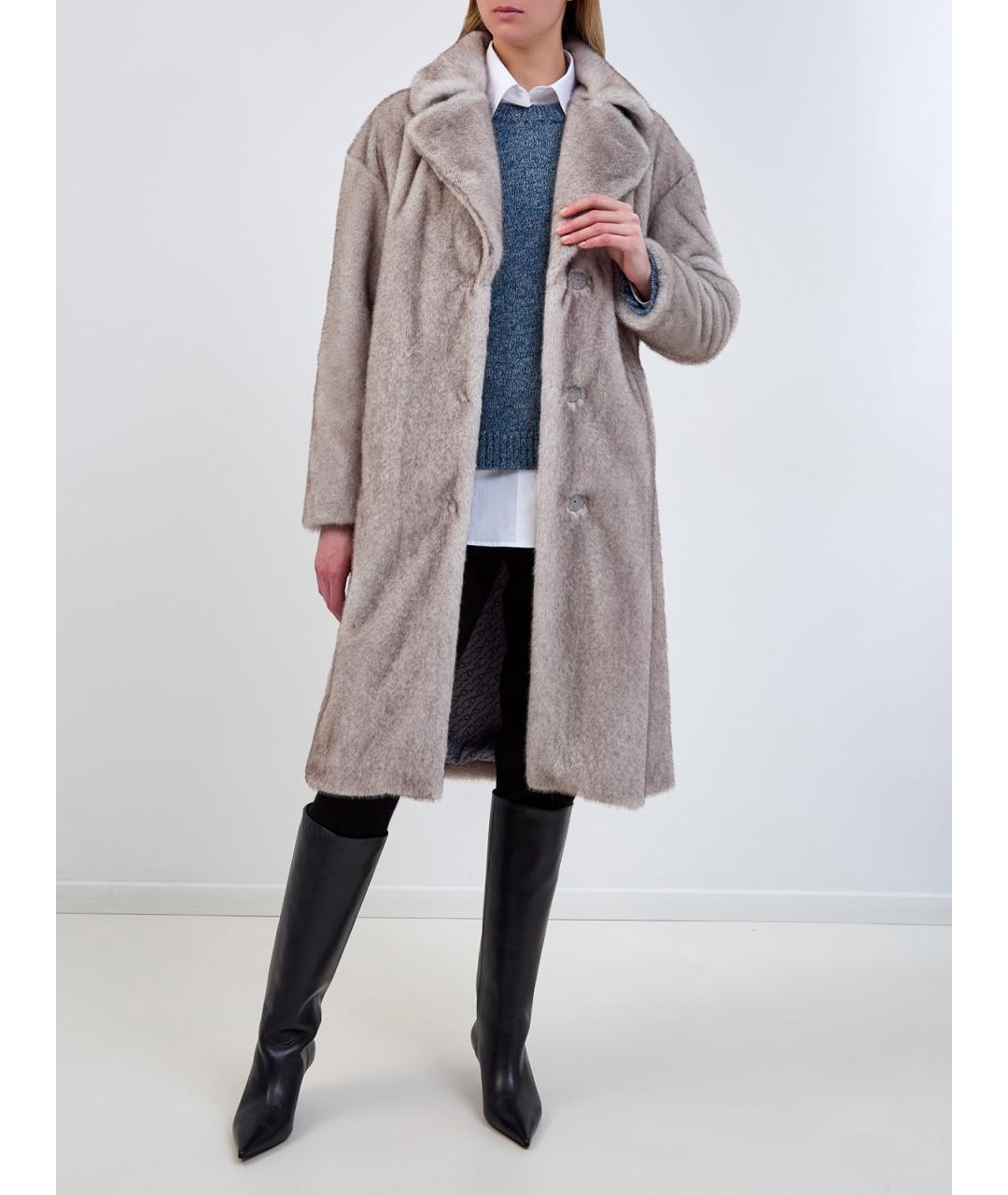 HERNO Серое меховое пальто, фото 2