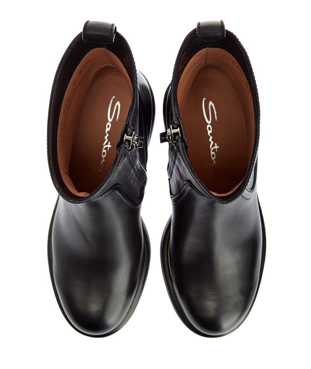SANTONI Черные кожаные ботинки, фото 5