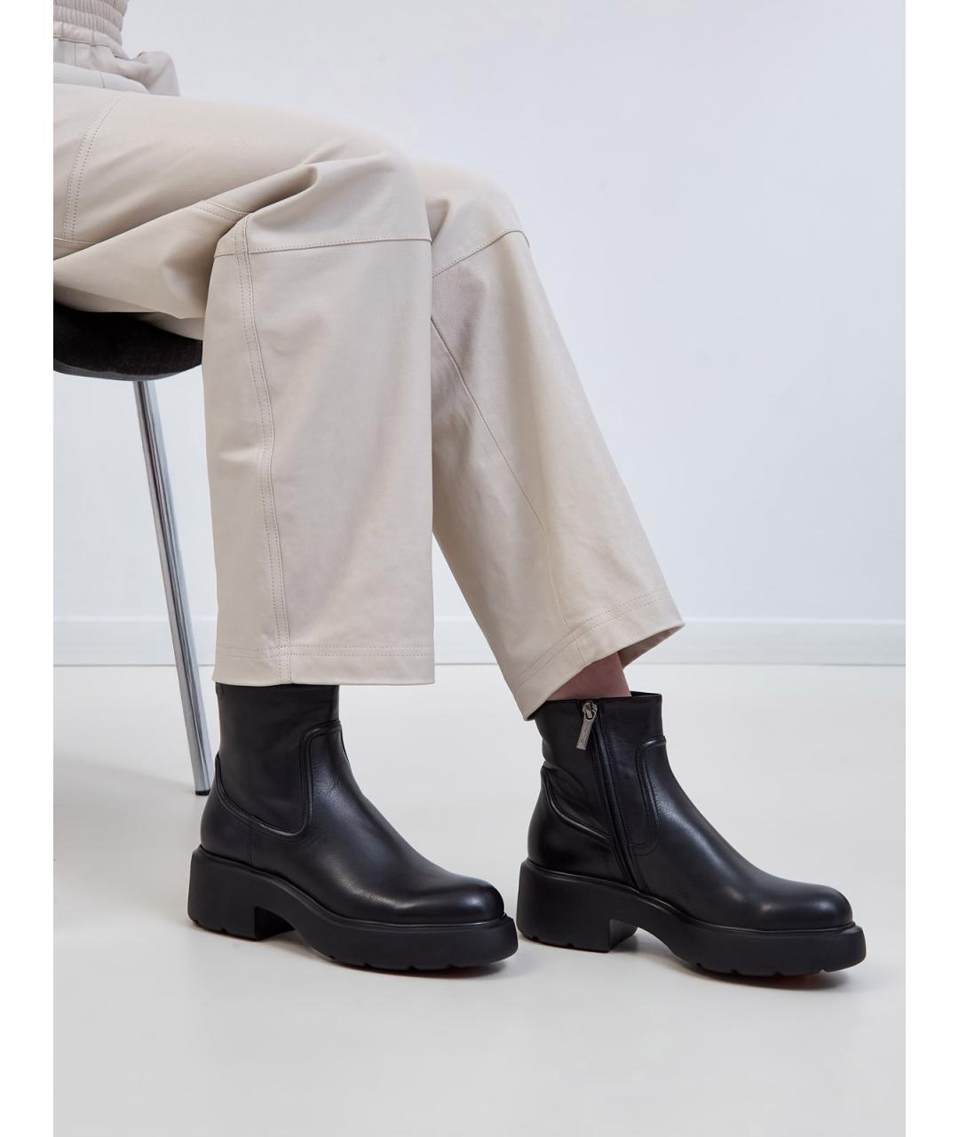 SANTONI Черные кожаные ботинки, фото 2