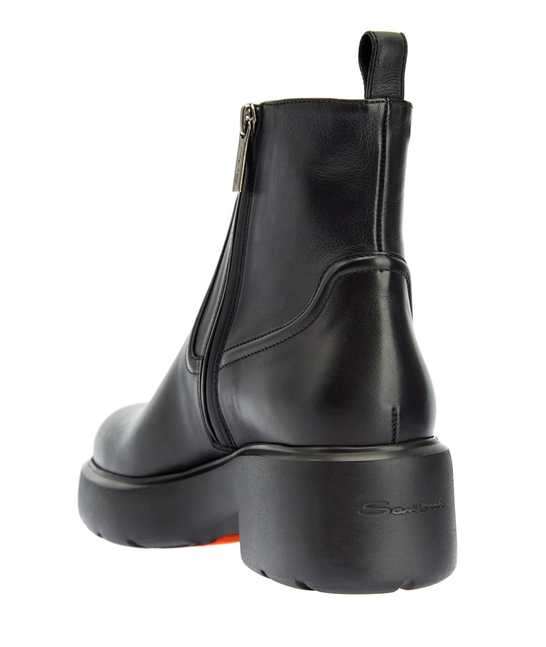 SANTONI Черные кожаные ботинки, фото 4