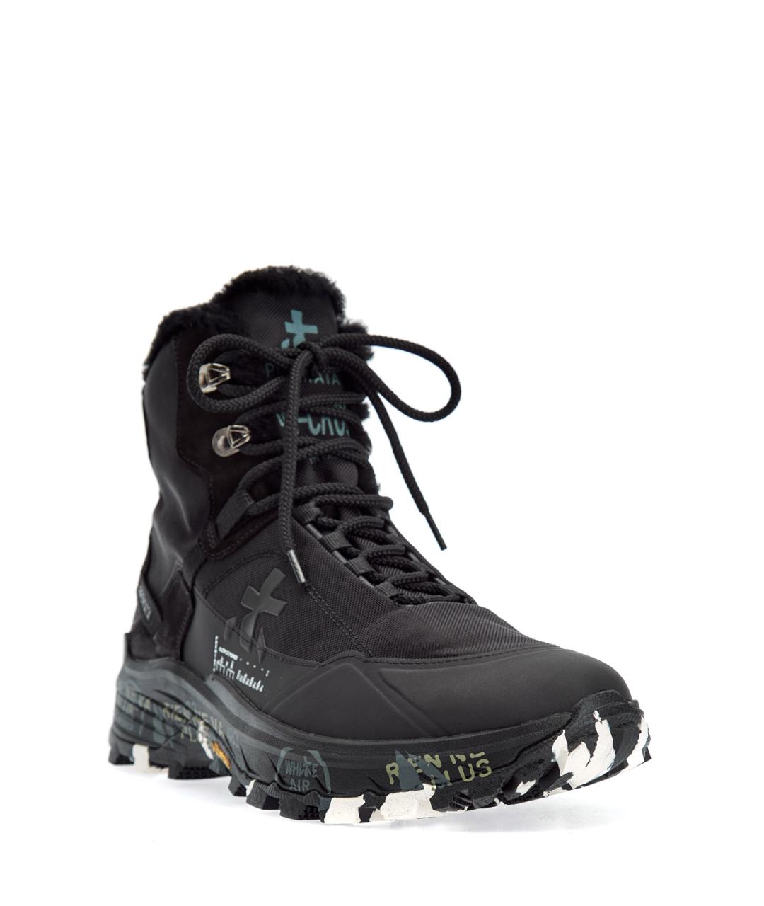 PREMIATA Черные текстильные высокие кроссовки / кеды, фото 3