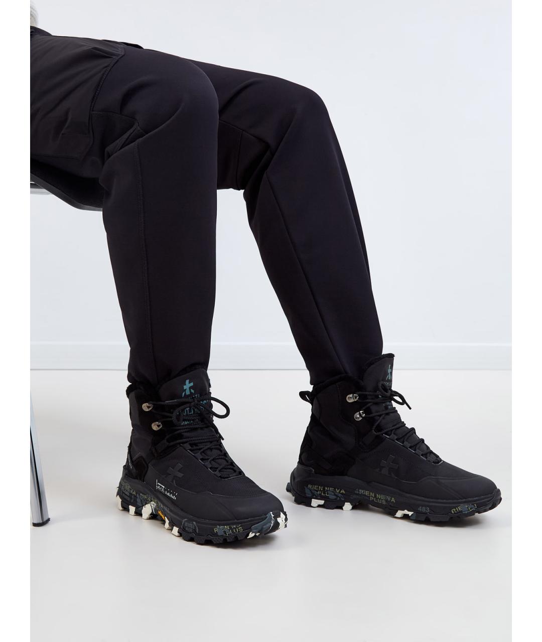 PREMIATA Черные текстильные высокие кроссовки / кеды, фото 2