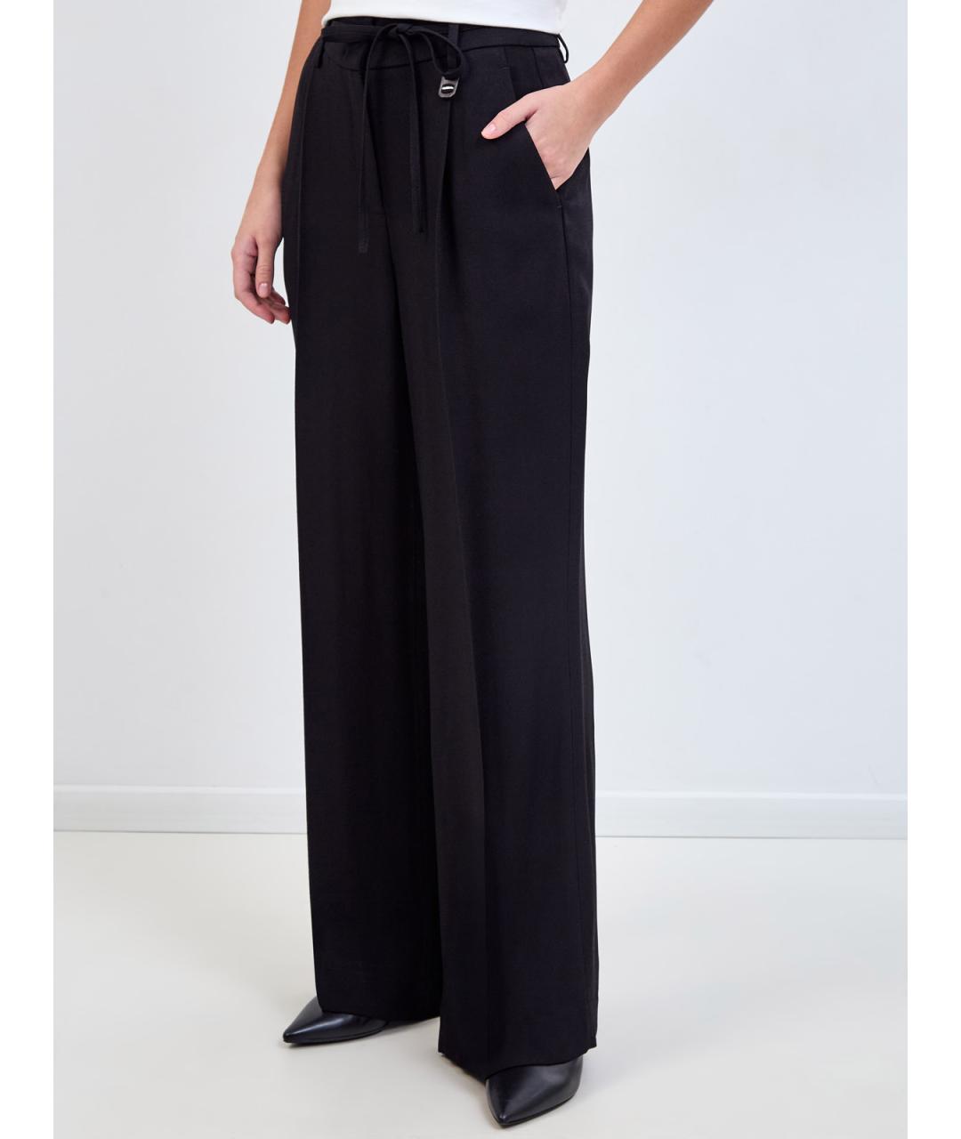 LORENA ANTONIAZZI Черные вискозные прямые брюки, фото 3